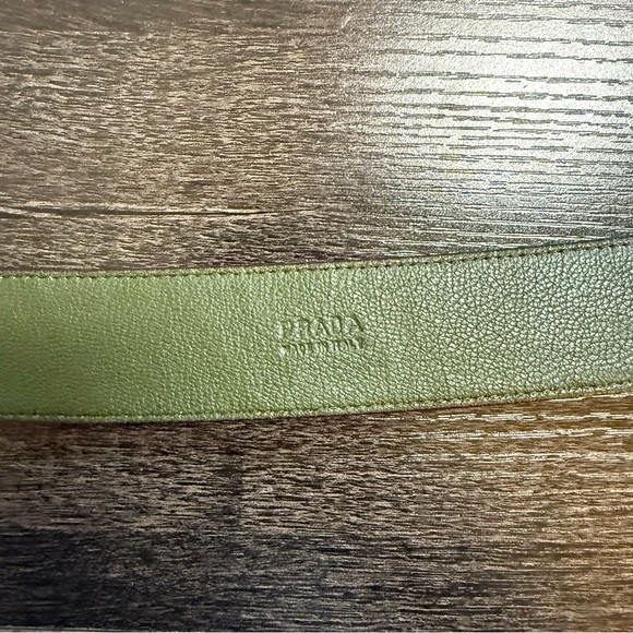 Prada Olive Green Embossed Leather Belt - Picture 2 of 3
